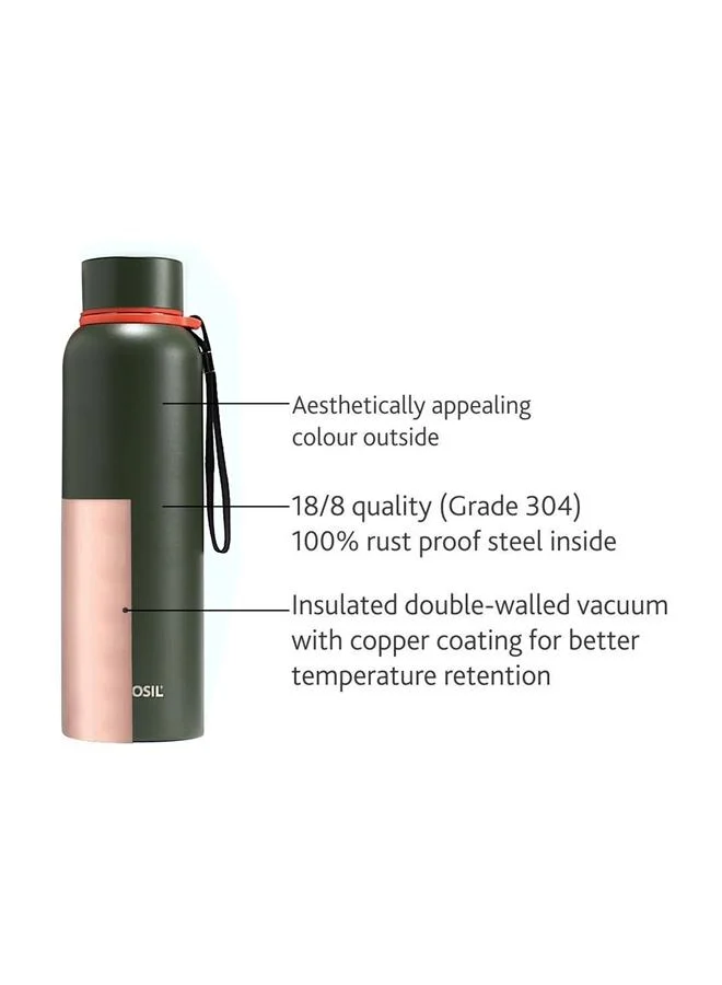 BOROSIL Vacuum Trek Bottle, Green 700Ml