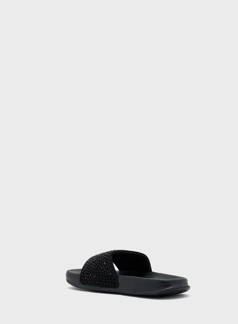 Michael Kors Youth Jett Charm Crystal Slides
