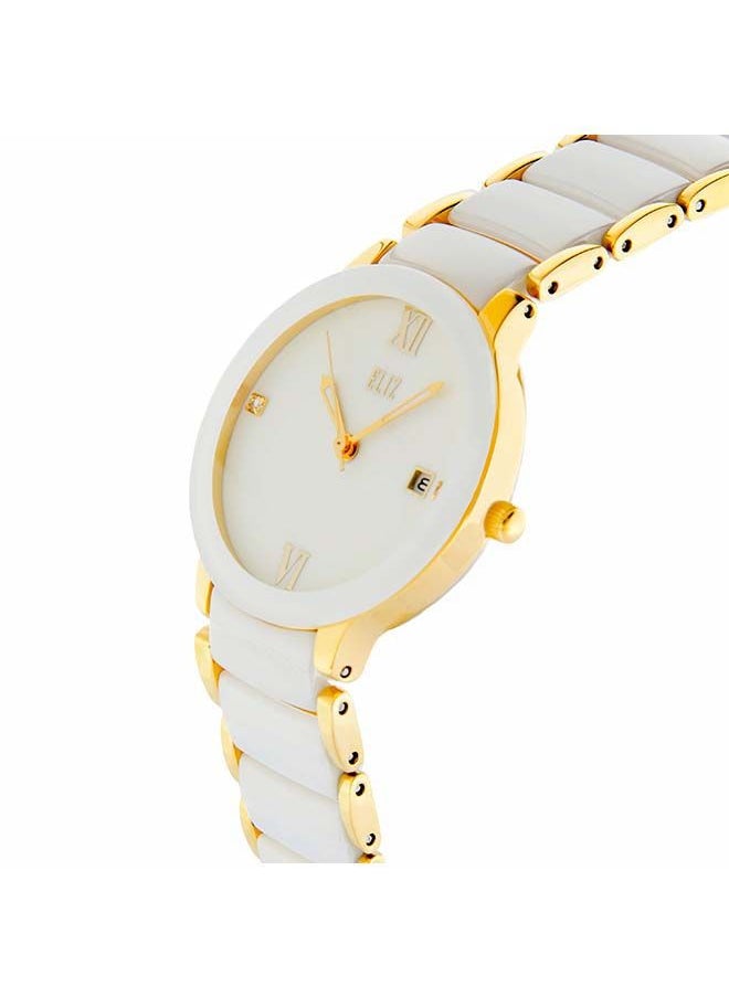 eliz - Eliz Mahal  Round Shape Ceramic Analog Wrist Watch ES8740L4GWW  - 28mm - Gold - Image 1