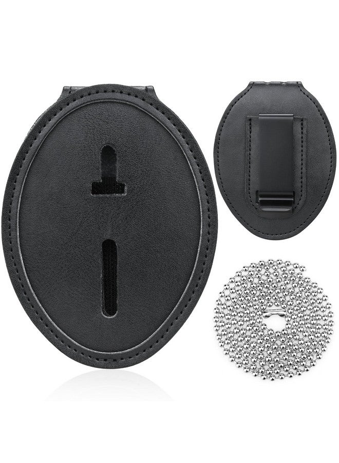 Ullnosoo Police Badge Holder Security Badge Holder Belt Clip Metal Clip And Chain Included Universal Leather Holder For Law Enforcement Ullnosoo - Image 1