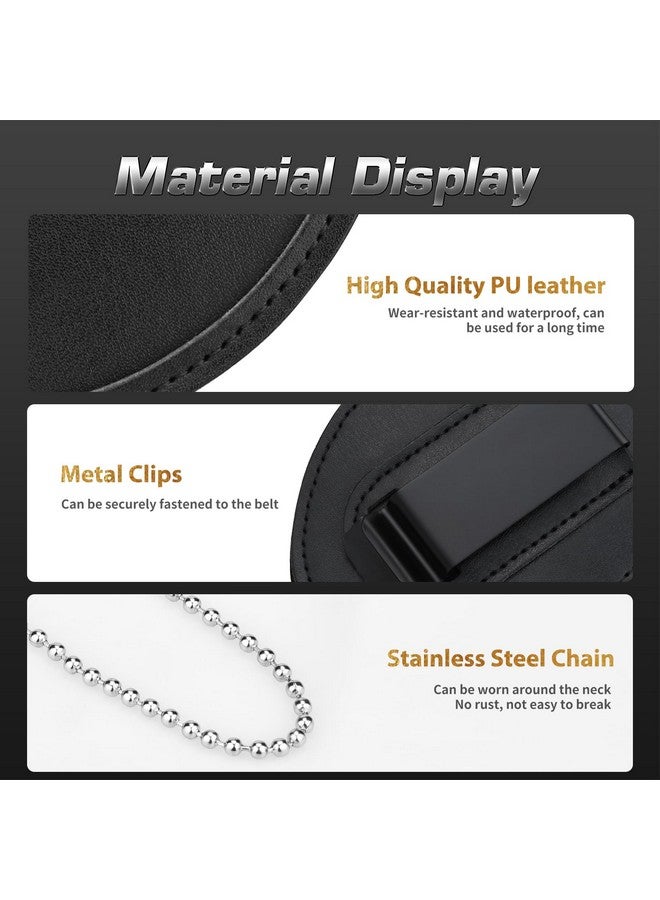 Ullnosoo Police Badge Holder Security Badge Holder Belt Clip Metal Clip And Chain Included Universal Leather Holder For Law Enforcement Ullnosoo - Image 2
