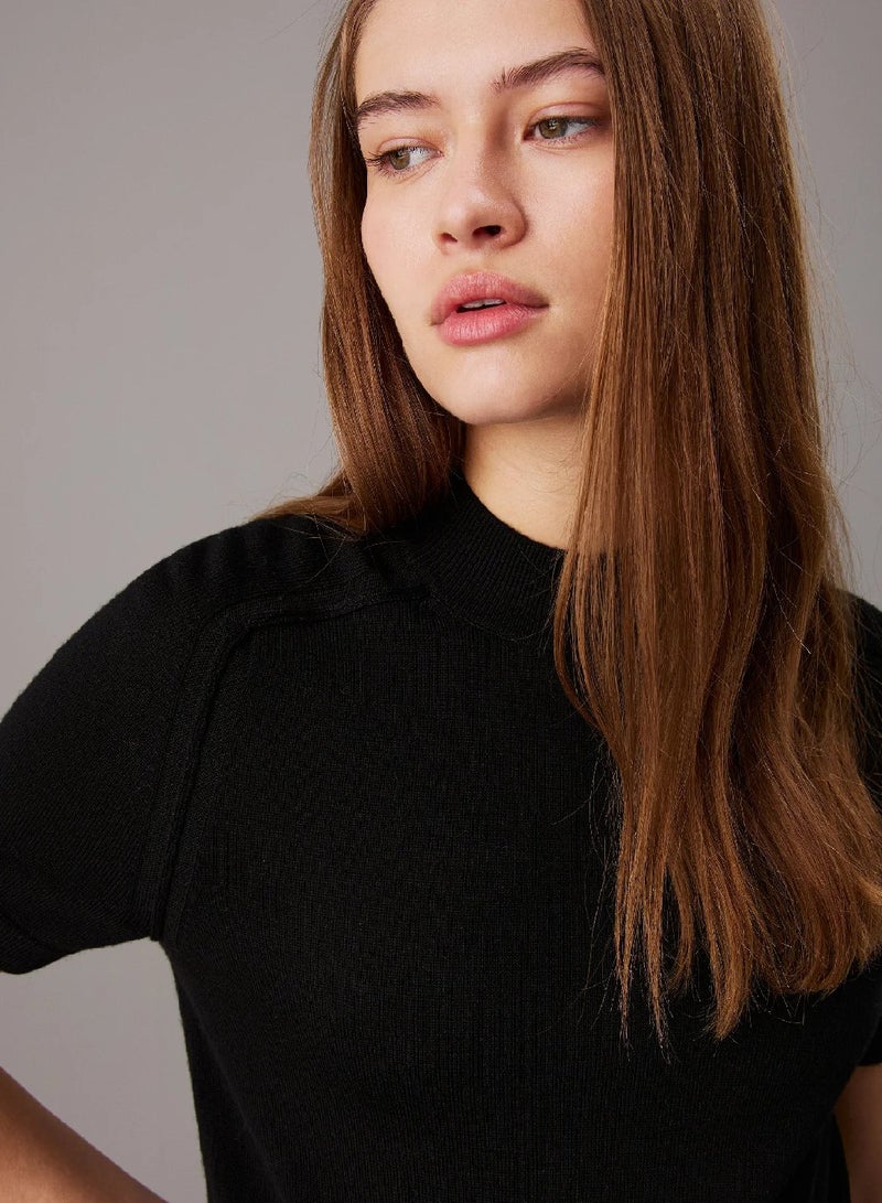 CALVIN KLEIN Slim Merino Mock Neck Jumper - Image 3