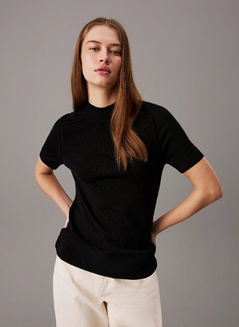 CALVIN KLEIN Slim Merino Mock Neck Jumper - Image 1