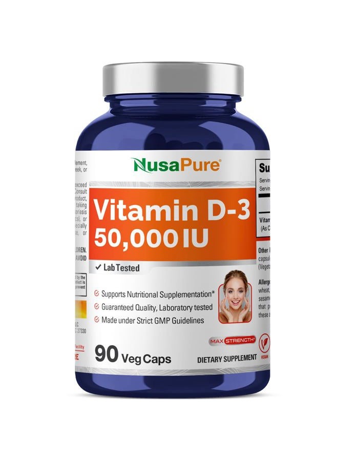 NusaPure Vitamin D3 50,000 IU 90 Veggie Capsules (Non-GMO, Vegan) - Image 1