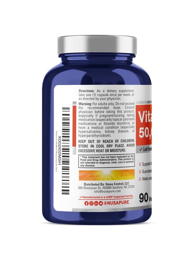 NusaPure Vitamin D3 50,000 IU 90 Veggie Capsules (Non-GMO, Vegan) - Image 3