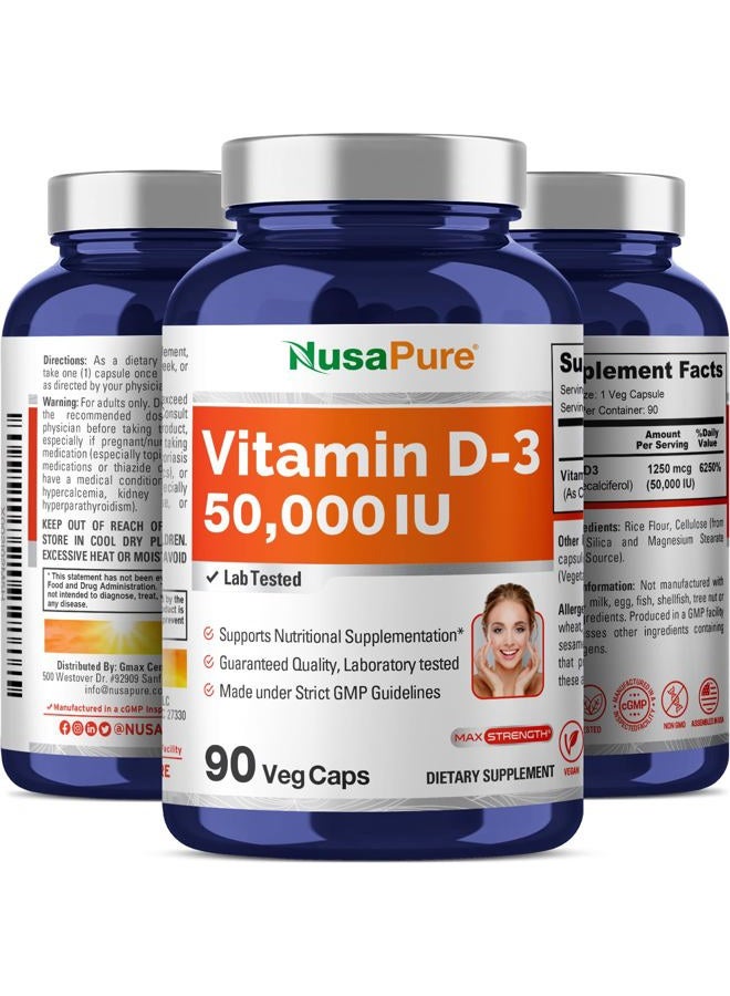 NusaPure Vitamin D3 50,000 IU 90 Veggie Capsules (Non-GMO, Vegan) - Image 5