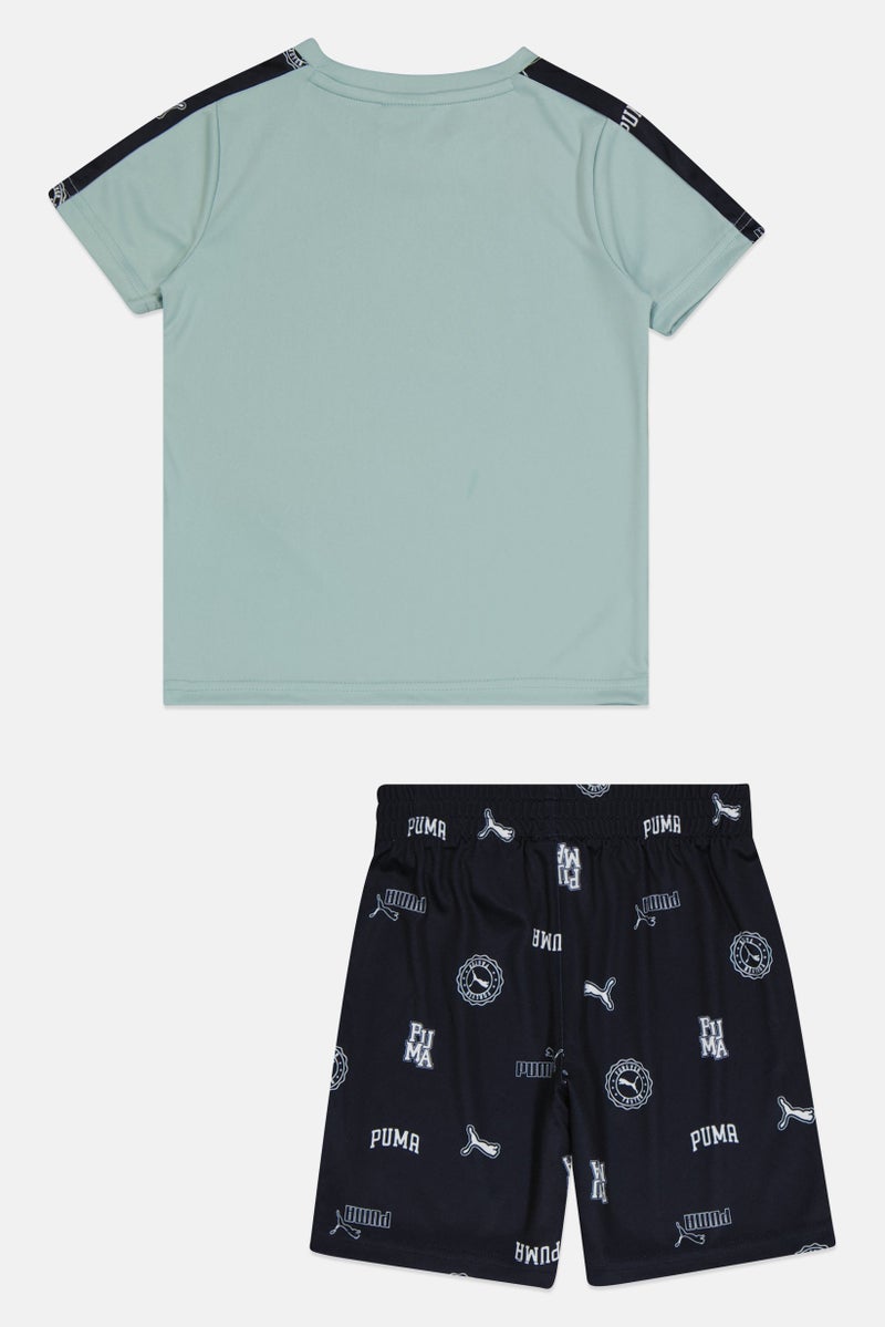 PUMA طقم خارجي للأطفال الأولاد مكون من 2 قطعة تي شيرت بأكمام قصيرة وشورتات، متعدد الألوان - Image 3