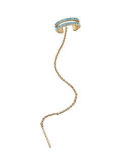 Chain Tassel C Shaped Rhinestone Ear Cuff Clip On Earring