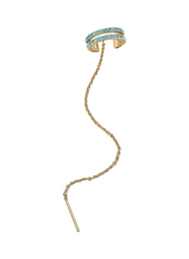NIBEMINENT - Chain Tassel C Shaped Rhinestone Ear Cuff Clip On Earring - Image 1