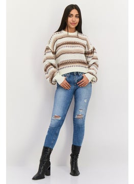 Black Tape Women Mock Long Sleeve Textured Sweater, Multicolor  - Image 4
