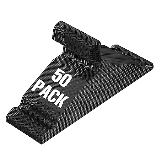 SPECILITE Wire Hangers 50 Pack, Metal Wire Clothes Hanger Bulk for Coats, Space Saving Metal Hangers Non Slip 16.7 Inch Ultra Thin, for Standard Size Suits, Shirts, Pants, Skirts-Black - Image 1