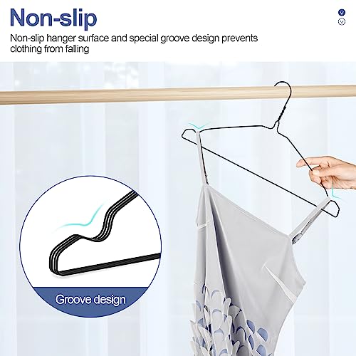 SPECILITE Wire Hangers 50 Pack, Metal Wire Clothes Hanger Bulk for Coats, Space Saving Metal Hangers Non Slip 16.7 Inch Ultra Thin, for Standard Size Suits, Shirts, Pants, Skirts-Black - Image 4