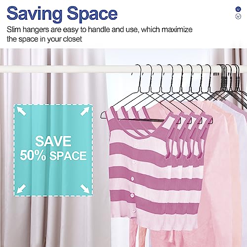 SPECILITE Wire Hangers 50 Pack, Metal Wire Clothes Hanger Bulk for Coats, Space Saving Metal Hangers Non Slip 16.7 Inch Ultra Thin, for Standard Size Suits, Shirts, Pants, Skirts-Black - Image 2