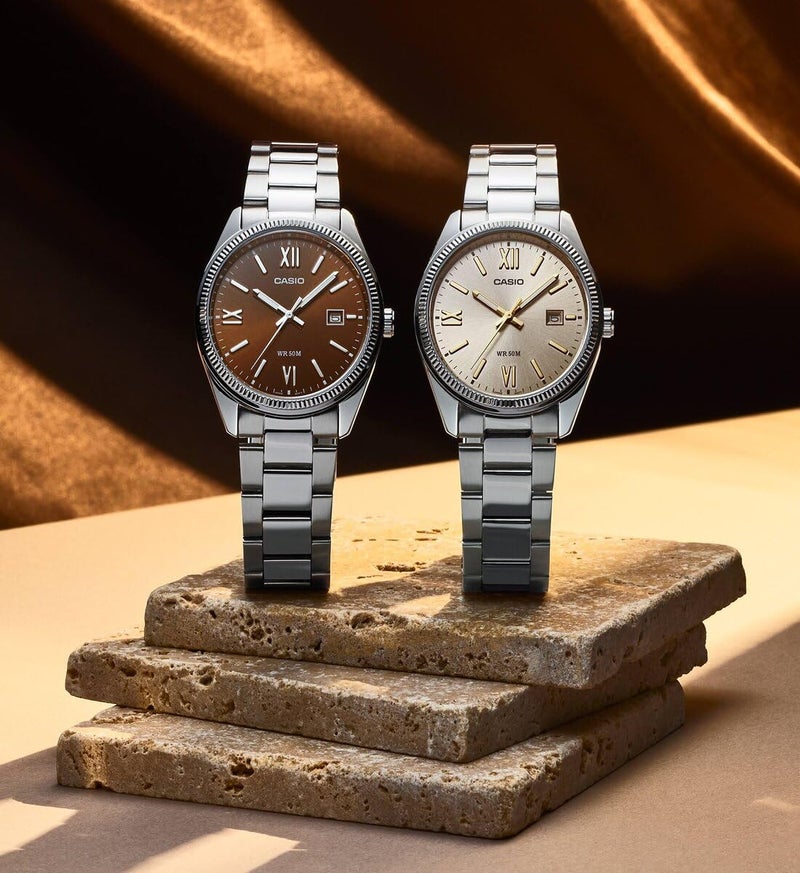 CASIO ساعة انتايسر للرجال MTP-1302DD-9AVDF بقرص ذهبي للرجال (A2343) - Image 2