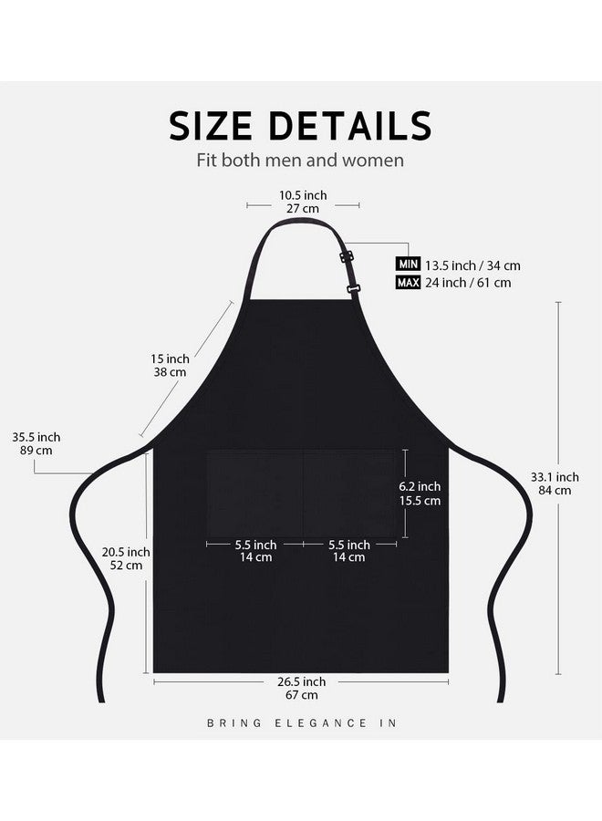 Syntus 2 Pack Adjustable Bib Apron Thicker Version Waterdrop Resistant with 2 Pockets Cooking Kitchen Aprons for Women Men Chef, Black - Image 2
