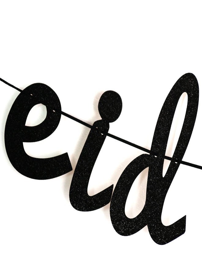 Festiko® Black Glitter Eid Mubarak Banner - Ramadan Kareem Bunting Party Decorations - Islamic Muslim Party Decors Supplies - Image 3