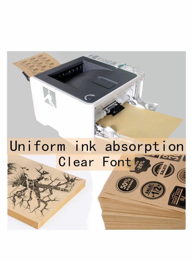 Excefore - A4 Self Adhesive Kraft Paper Matte Label Stickers Papers for Writing, Inkjet Printer and Laser Printer 80gsm A4 Adhesive Kraft Paper for Label Handcraft Making 50 Sheets - Image 1
