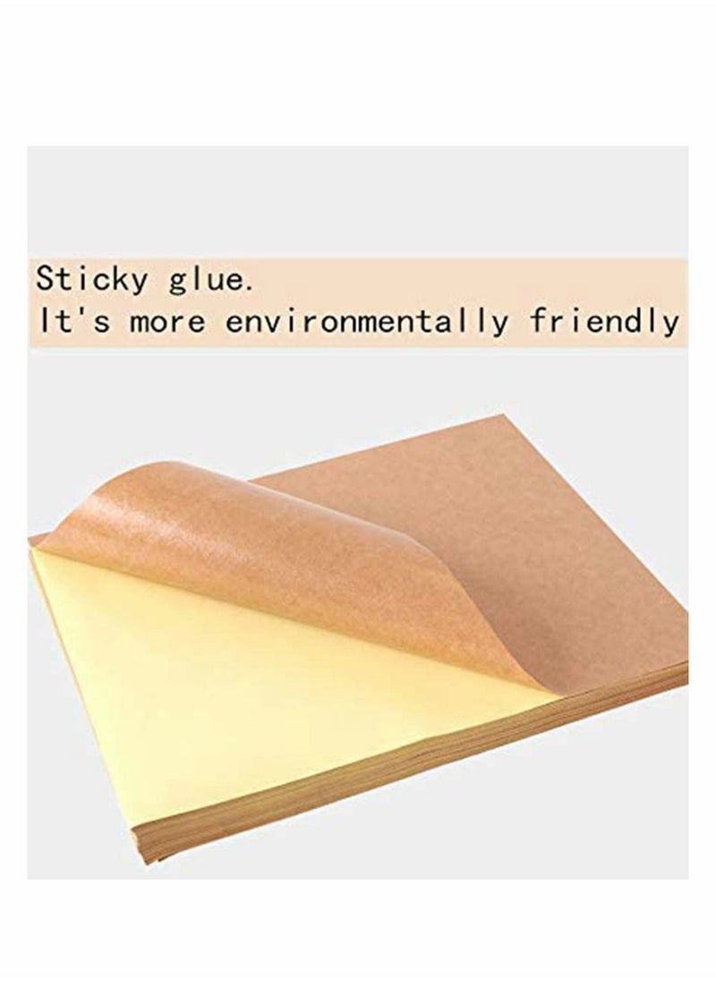 Excefore - A4 Self Adhesive Kraft Paper Matte Label Stickers Papers for Writing, Inkjet Printer and Laser Printer 80gsm A4 Adhesive Kraft Paper for Label Handcraft Making 50 Sheets - Image 1