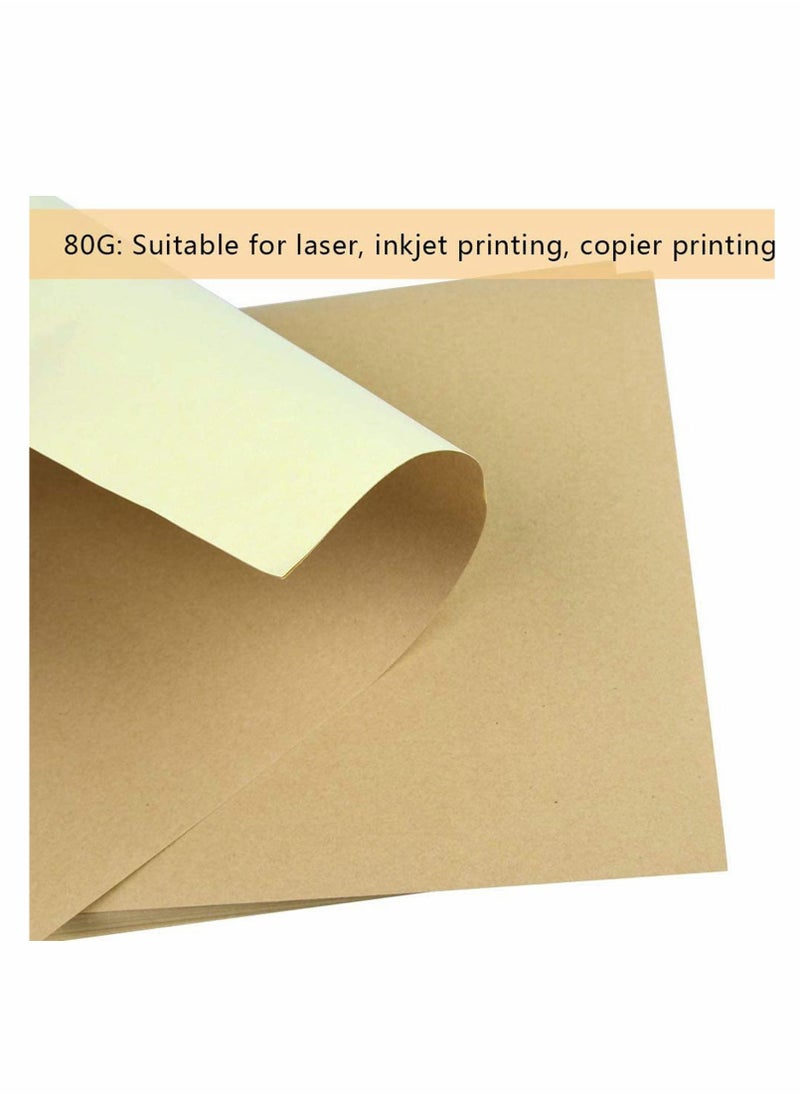 Excefore - A4 Self Adhesive Kraft Paper Matte Label Stickers Papers for Writing, Inkjet Printer and Laser Printer 80gsm A4 Adhesive Kraft Paper for Label Handcraft Making 50 Sheets - Image 1