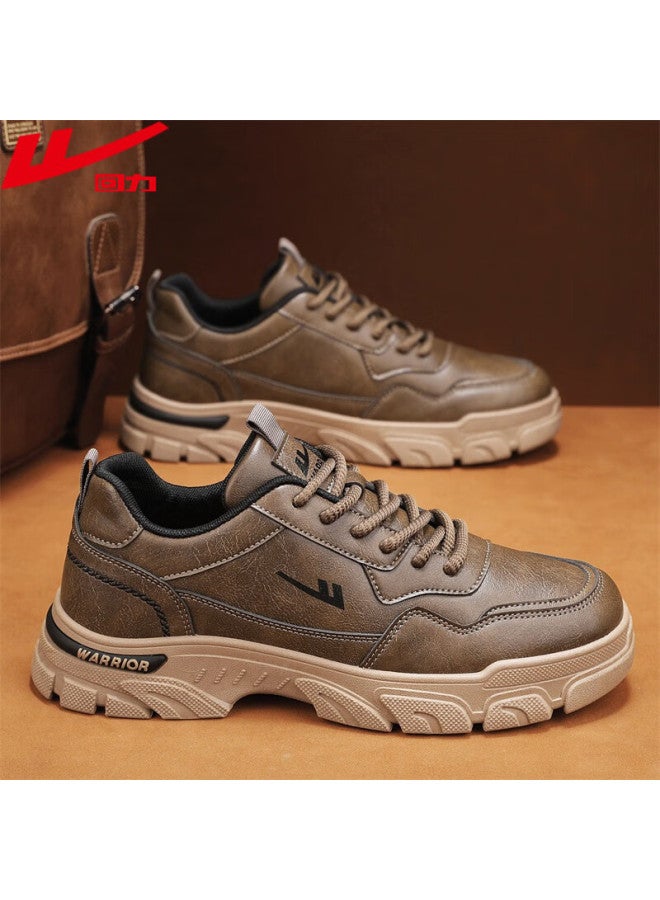 Warrior Thick-soled Work Shoes Men Winter New Durable Non-slip Outdoor Shock-absorbing Commuter Shoes Khaki Size 40