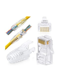 GNAFOTU RJ45 Crimp Tool Pass Through Connector End With Cat6 Crimping Tool Kit for RJ45/RJ12 Regular,50 Cat6 straight-through connectors, 50PCS Covers and Mini Wire Stripper  - Image 2