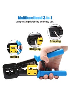 GNAFOTU RJ45 Crimp Tool Pass Through Connector End With Cat6 Crimping Tool Kit for RJ45/RJ12 Regular,50 Cat6 straight-through connectors, 50PCS Covers and Mini Wire Stripper  - Image 4