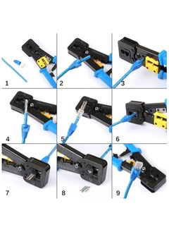 GNAFOTU RJ45 Crimp Tool Pass Through Connector End With Cat6 Crimping Tool Kit for RJ45/RJ12 Regular,50 Cat6 straight-through connectors, 50PCS Covers and Mini Wire Stripper  - Image 5