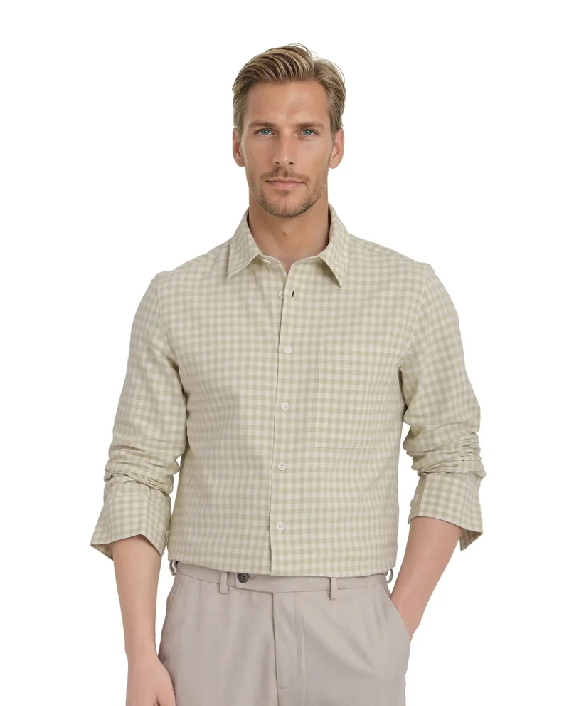 Rare Rabbit Men's Gingham Check Regular Fit Shirt