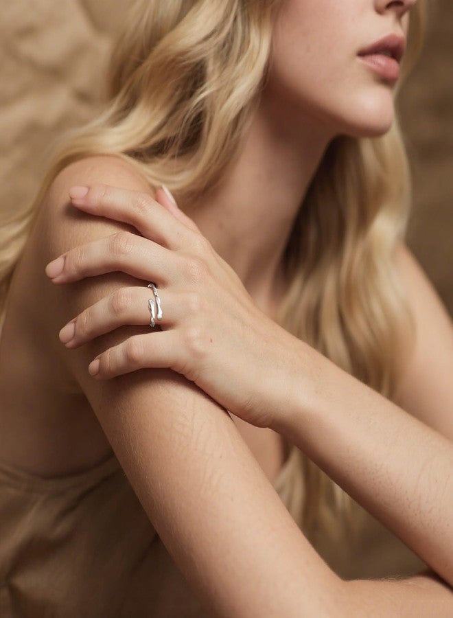 Lantine Hug Hand Ring, S925 Sterling Silver Hugging Hand Promise Ring with I U Forever Engraved CZ, Open Adjustable Hug Ring for Women, Valentine's Day Mother's Day Birthday Gifts - Image 3