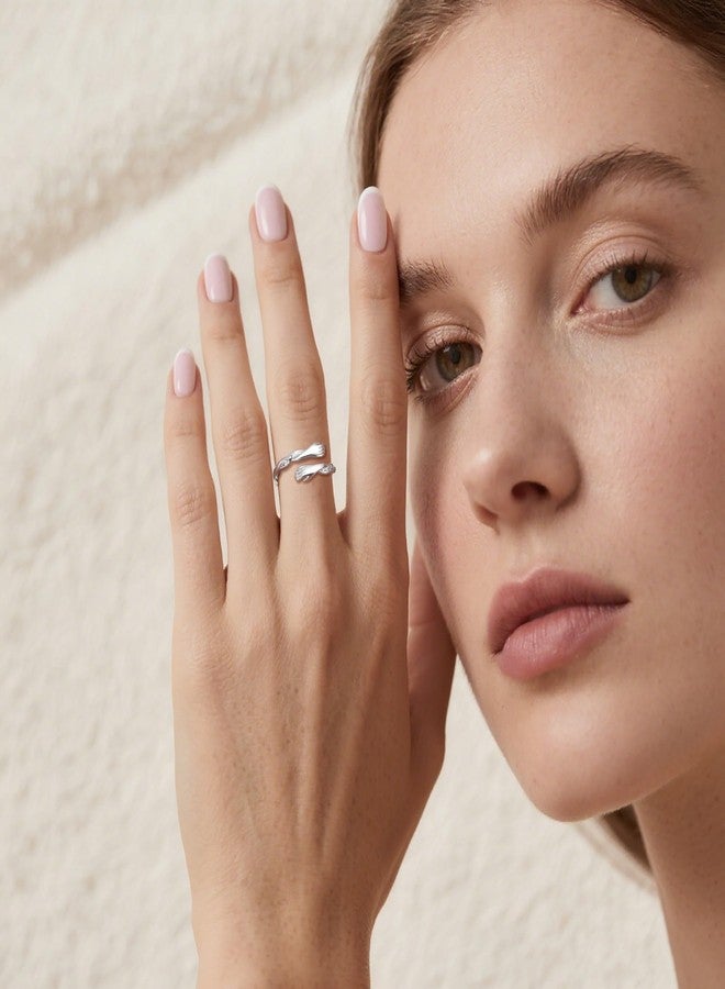 Lantine Hug Hand Ring, S925 Sterling Silver Hugging Hand Promise Ring with I U Forever Engraved CZ, Open Adjustable Hug Ring for Women, Valentine's Day Mother's Day Birthday Gifts - Image 2