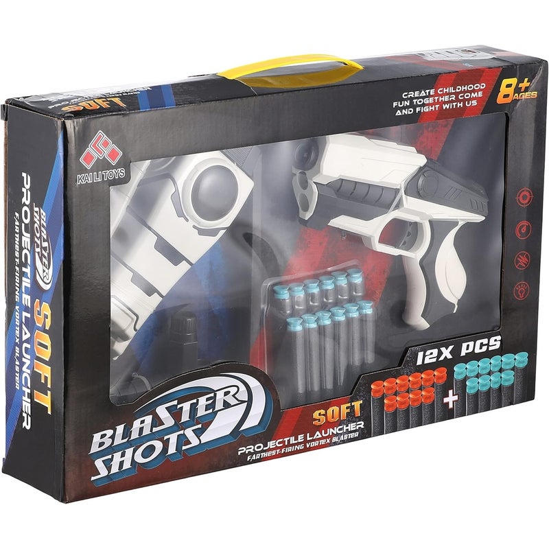 Blaster Shots Projectile Launcher & Gun with 12 Soft Foam Bullets - SB574 - Image 2