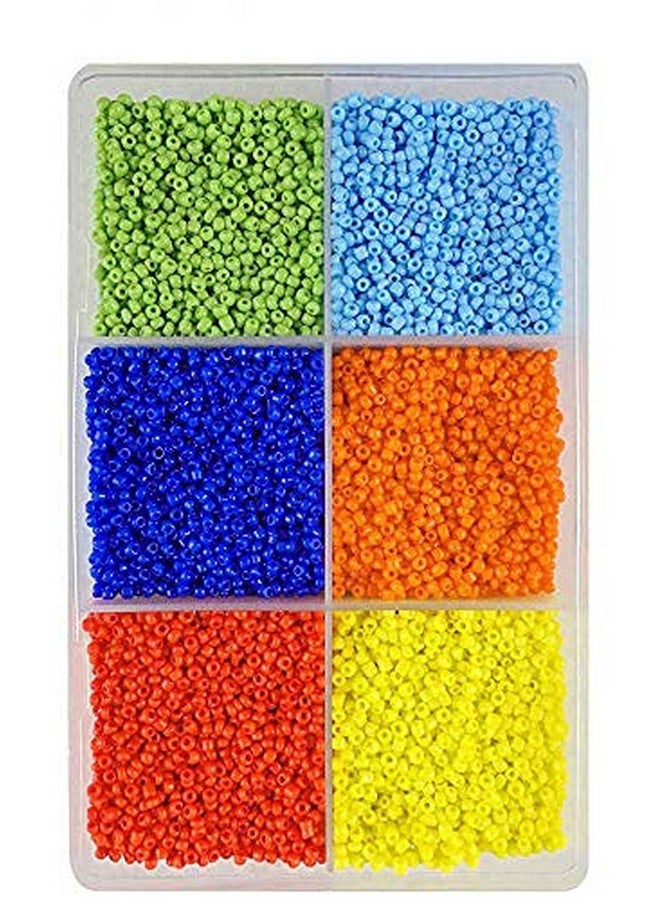 إيشوبي مجموعة خرز بذور زجاجي بستة ألوان (2 مم) من eshoppee، أدوات لصنع المجوهرات، مواد فنية وحرفية للتطريز، مواد لصنع القلائد والأساور والأقراط، مجموعة DIY (متعددة الألوان غير شفافة) - Image 1
