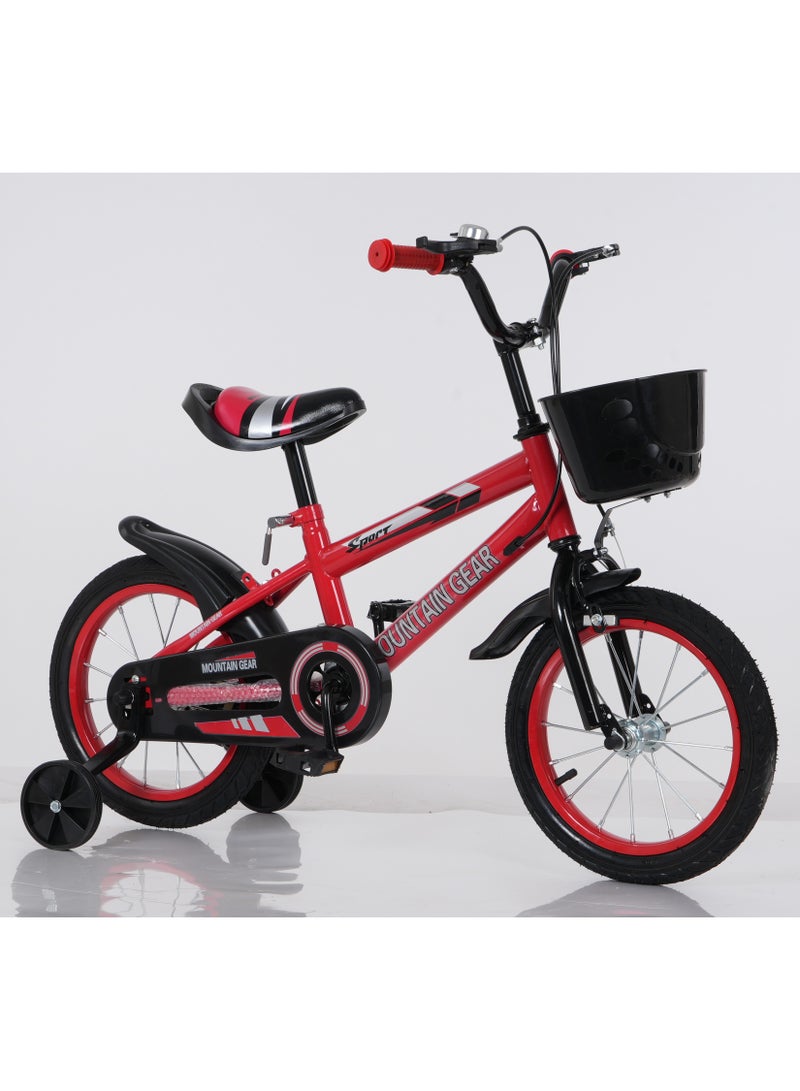 ام جي دراجة أطفال للأطفال بعمر 2-12 سنة، دورة 12/14/16/18 بوصة، إطار فولاذي عالي الكربون، مقعد قابل للتعديل، محامل ناعمة، آمنة ومستقرة، أحمر - Image 1