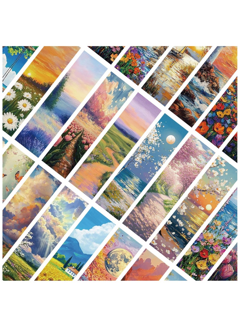 مجموعة من 30 علامة مرجعية بمناظر طبيعية للأطفال، علامات كتب للطلاب، مجموعة علامات كتب لطيفة من جانب واحد، مجموعة علامات كتب ذات طابع خاص لمحبي الكتب، هدية للأطفال والطلاب والمعلمين في الفصول الدراسية - Image 3