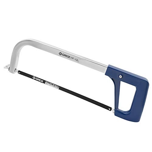 Groz Professional Hacksaw Frame -12 Inch (300mm) | Heavy Duty, Blue Handle| Mini saw for Wood Cutting, Carpenter Saw, DIY Task | Blue | HF/12/BC - Image 1