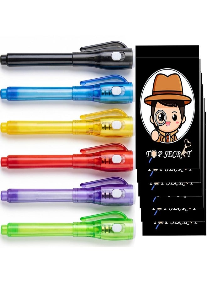 SCStyle 12 Pcs Party Favors | 6 Mini Notepads and 6 Invisible Ink Pen with UV Light Spy Pen Birthday Party, Classroom Prizes, party supplies - Image 1