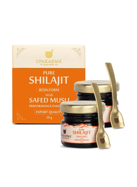 Shilajit with Safed Musli Resin 20g  Original & Pure Shilajit/Shilajeet for Men to Boost Physical Performance, Power, Stamina and Strength Lab Tested  Pack of 2