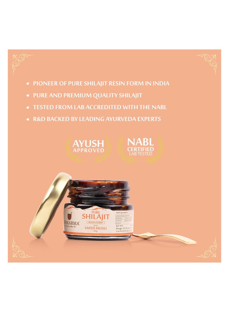 Shilajit with Safed Musli Resin 20g  Original & Pure Shilajit/Shilajeet for Men to Boost Physical Performance, Power, Stamina and Strength Lab Tested  Pack of 2