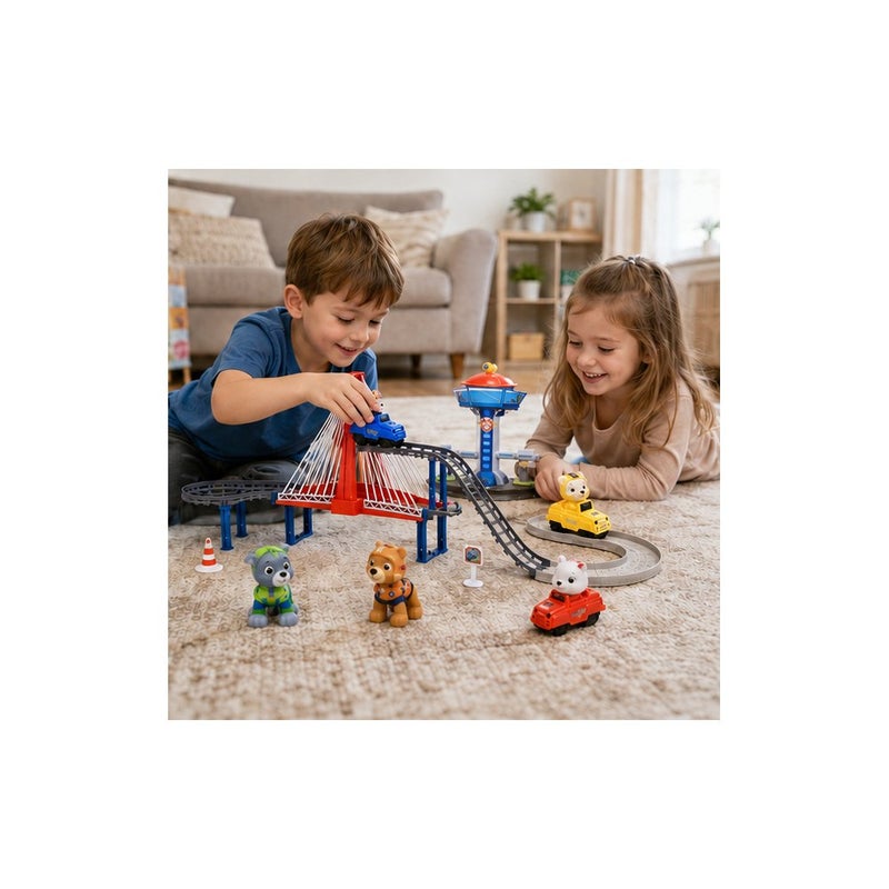 PAW PATROL Car World | Train Track Playset Toy for Children, with Bridge, Figures, and Vehicles, Animal Character Theme - Image 4