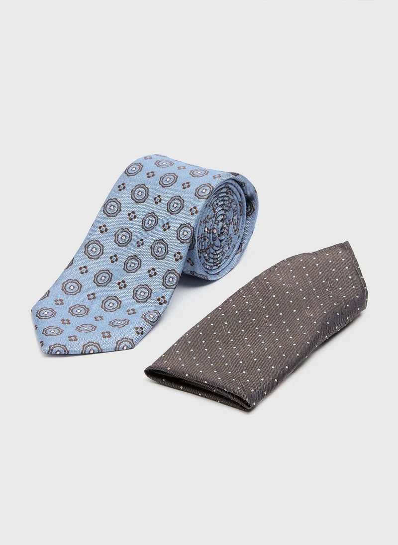 Matalan Taylor & Wright 2 Pack Blue Geo Textured Ties