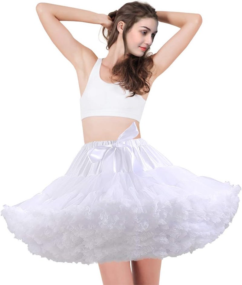 aingycy Women's Puffy Tutu Skirt Elastic Waist Tulle Tutu Skirt Fluffy Princess Ballet Dance Underskirt - Image 3