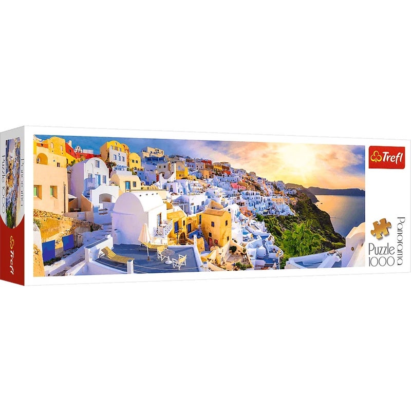 Trefl - Sunset in Santorini Greece Panorama Puzzle 1000 Pieces - 29054 - Image 1