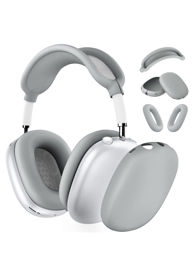 Generic - Silicone Cases Suitable for Apple AirPods Max 3-in-1 Headphones Anti-Scratch Ear Cups Cover Headband Cover and Ear Pad Protector Case Skin Accessories (Grey) - Image 1
