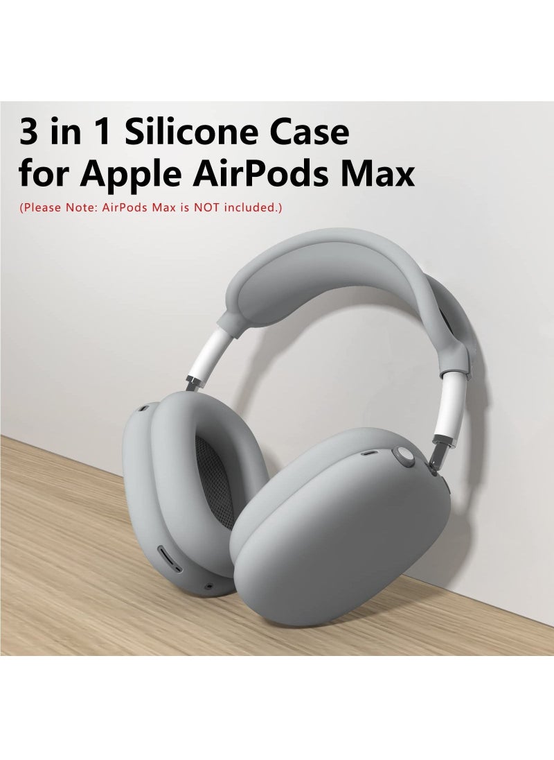 Generic - Silicone Cases Suitable for Apple AirPods Max 3-in-1 Headphones Anti-Scratch Ear Cups Cover Headband Cover and Ear Pad Protector Case Skin Accessories (Grey) - Image 1