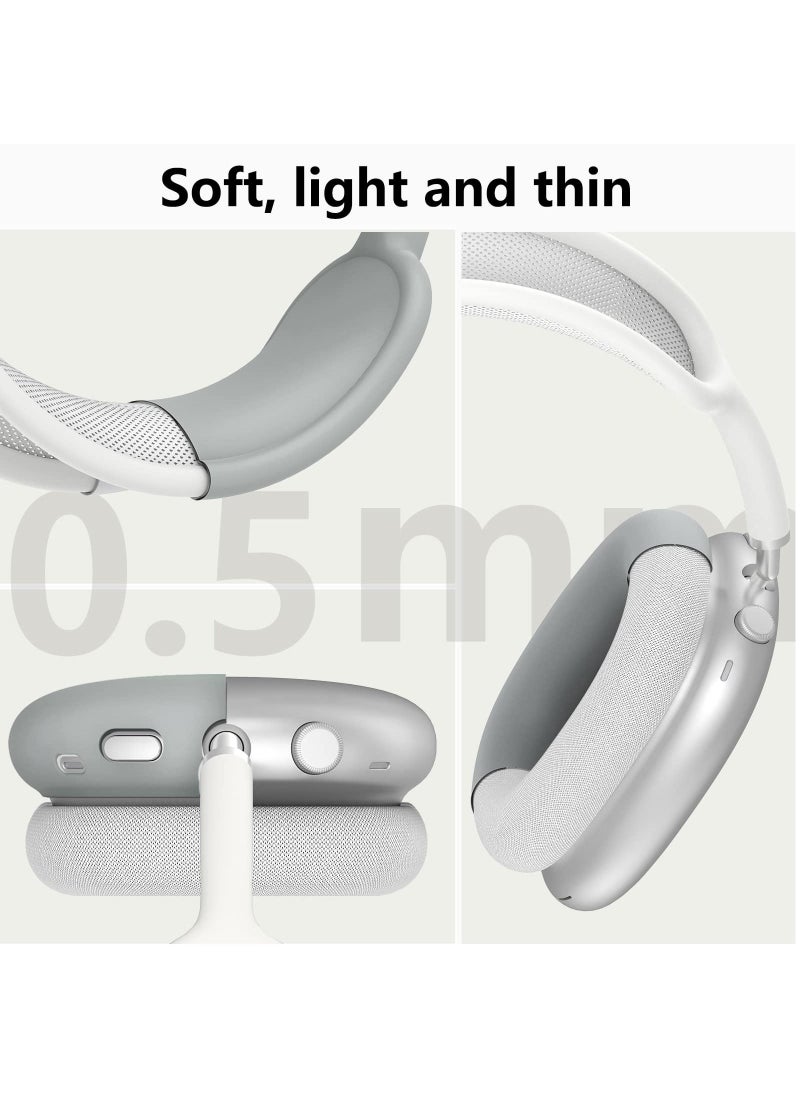 Generic - Silicone Cases Suitable for Apple AirPods Max 3-in-1 Headphones Anti-Scratch Ear Cups Cover Headband Cover and Ear Pad Protector Case Skin Accessories (Grey) - Image 1