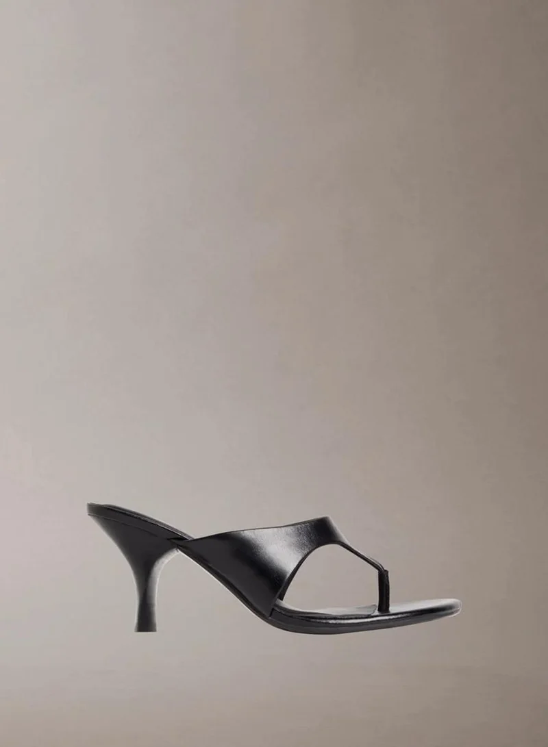 Elisa - Leather Kitten Heel Sandals