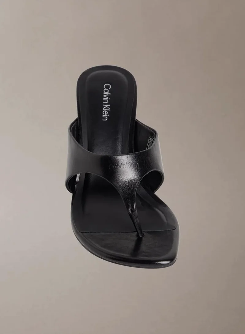 Calvin Klein Triple Black Elisa - Leather Kitten Heel Sandals for Women | Best Price UAE