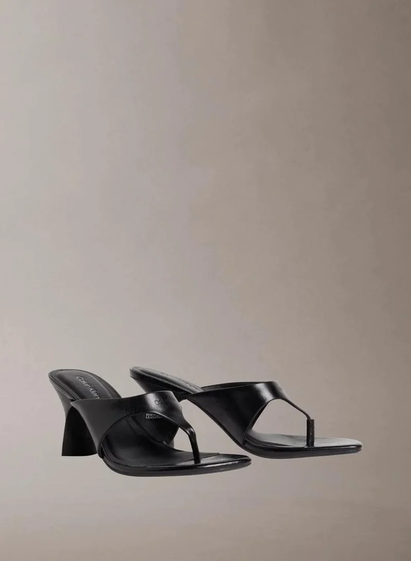 Calvin Klein Triple Black Elisa - Leather Kitten Heel Sandals for Women | Best Price UAE