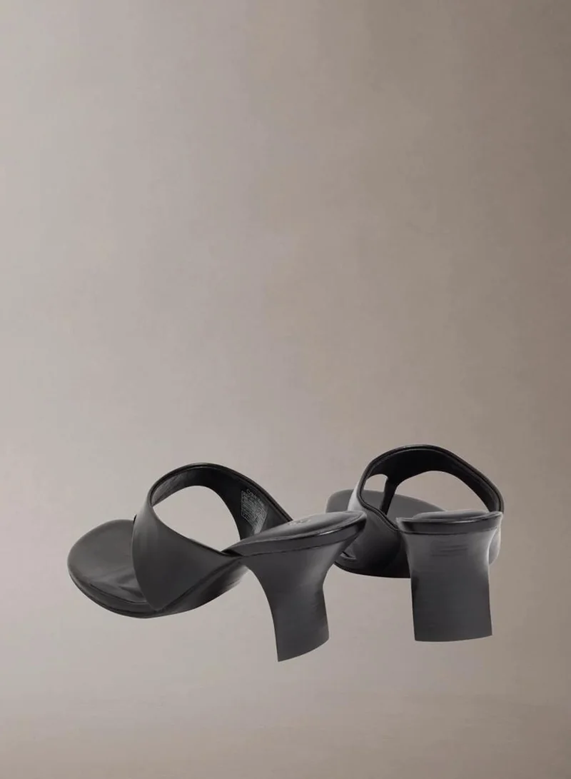 Calvin Klein Triple Black Elisa - Leather Kitten Heel Sandals for Women | Best Price UAE