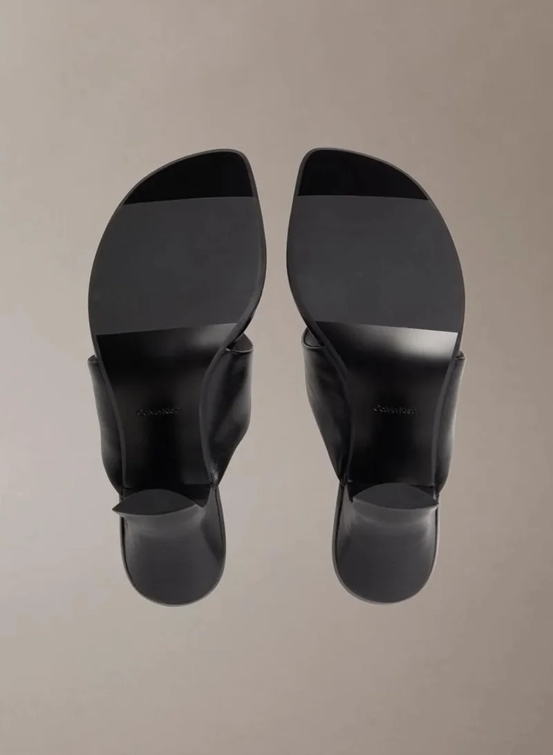 Calvin Klein Triple Black Elisa - Leather Kitten Heel Sandals for Women | Best Price UAE
